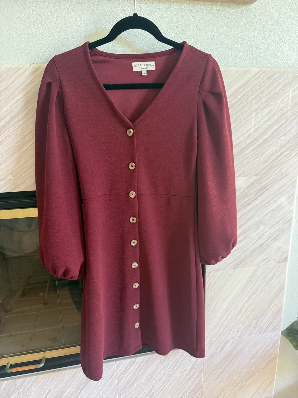Madewell Wine Button-Front Mini Dress